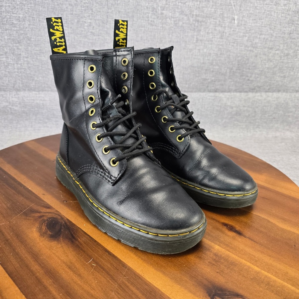 Dr. Martens Zavala Black Leather Combat Boots Gold Eyelets Womens 8 UK 6 EU 39 - Picture 12 of 12